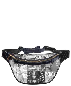 Magazine Cover Collage Fanny Pack OA056T BLACK